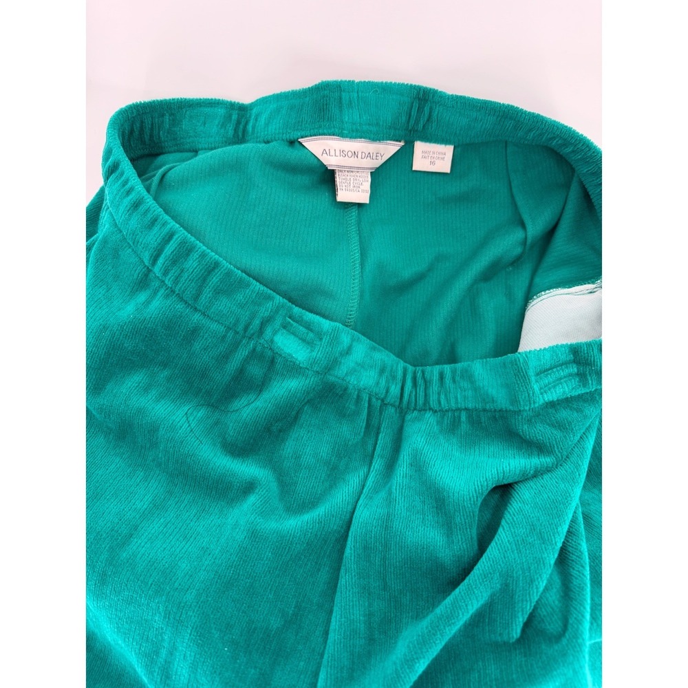 Allison Daley Teal Green Corduroy Pants Womens 16 Elastic‎ Waist Straight Leg - Picture 7 of 7